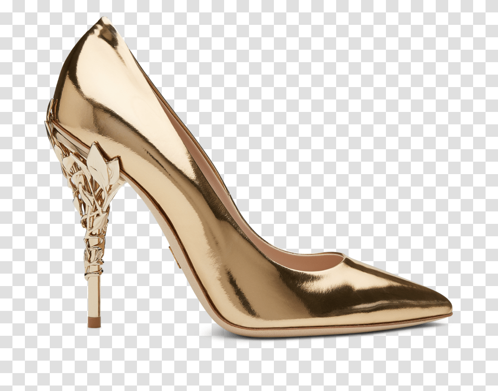 Gold Metallic Calf Leather With Light Gold Leavesquotdata Basic Pump, Apparel, Shoe, Footwear Transparent Png