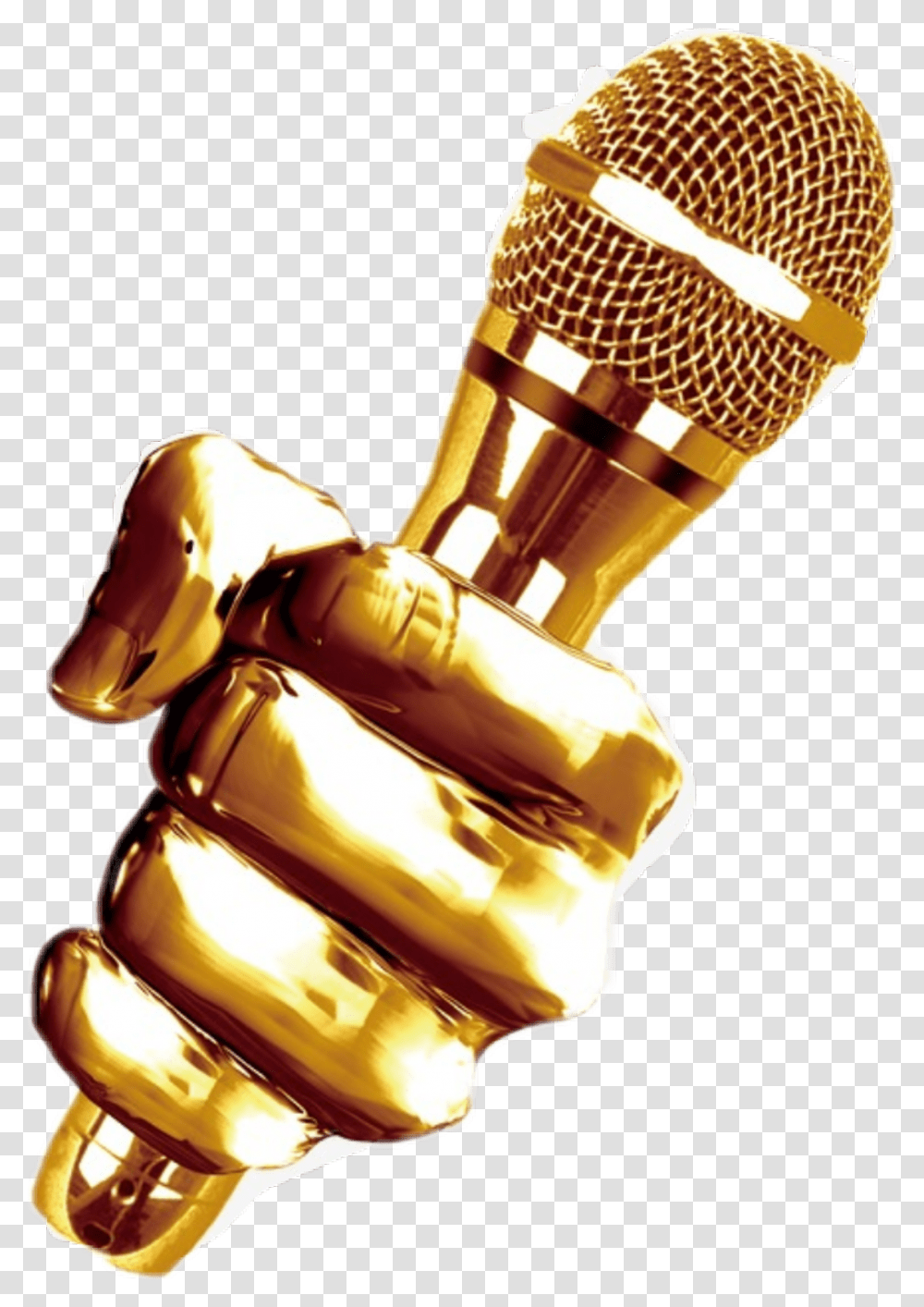 Gold Mic Golden Microphone, Electrical Device, Trophy Transparent Png