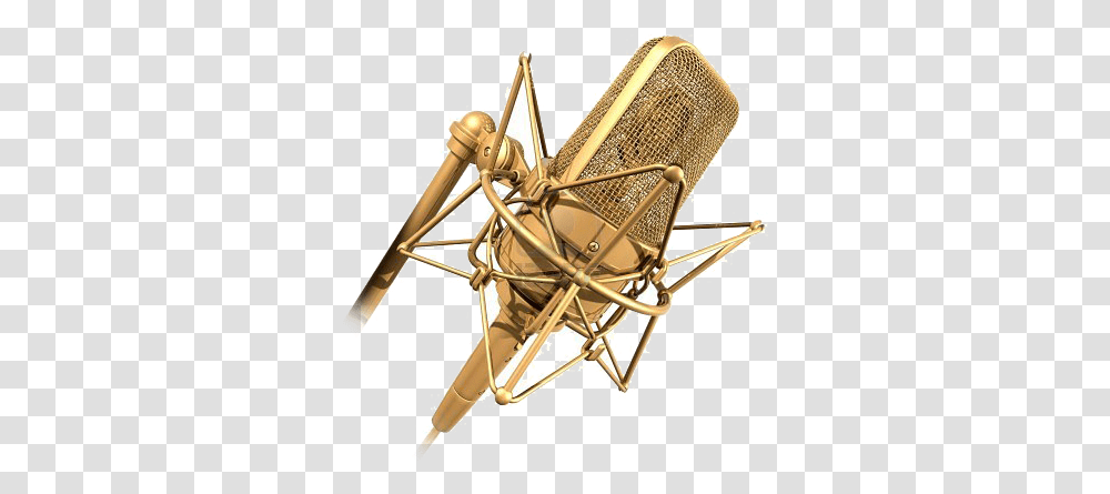 Gold Microphone Gold Music Logo Full Size Mic Gold, Insect, Invertebrate, Animal, Bow Transparent Png