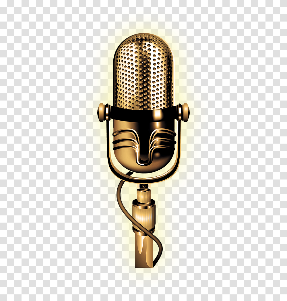 Gold Microphone Golden Microphone, Electrical Device, Lamp Transparent Png