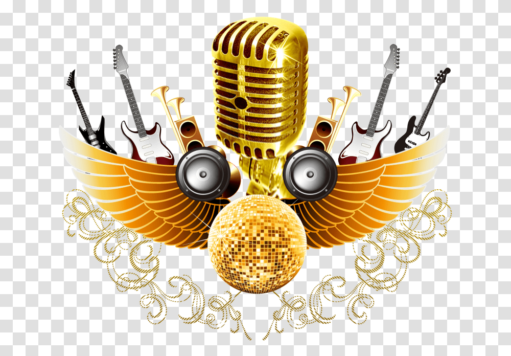 Gold Microphone Vector Music Logo, Guitar, Leisure Activities, Musical Instrument, Electric Guitar Transparent Png