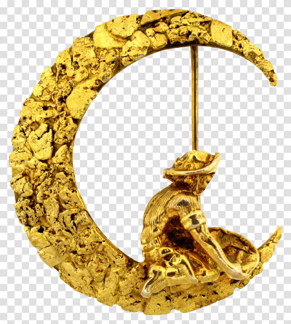 Gold Nugget Crescent Brooch Fish Transparent Png