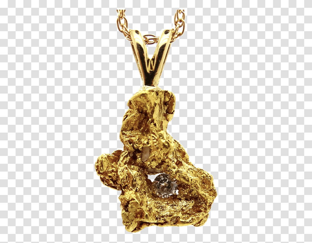 Gold Nugget Diamond Pendant Pendant, Treasure Transparent Png