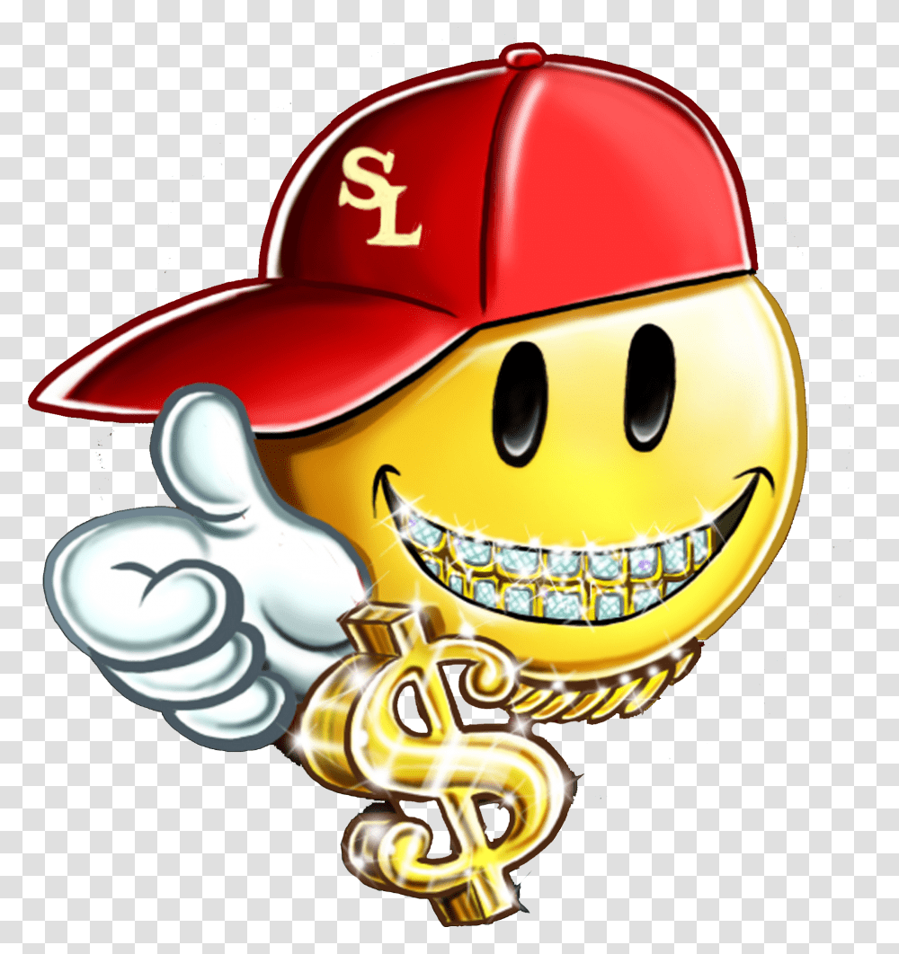 Gold Nugget Style Emoji With Gold Teeth, Helmet, Clothing, Team Sport, Baseball Transparent Png