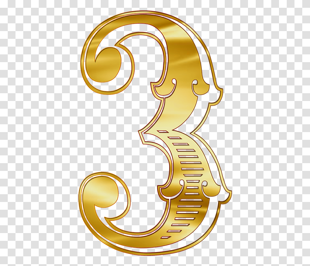 Gold Number 3, Leisure Activities, Alphabet, Musical Instrument Transparent Png