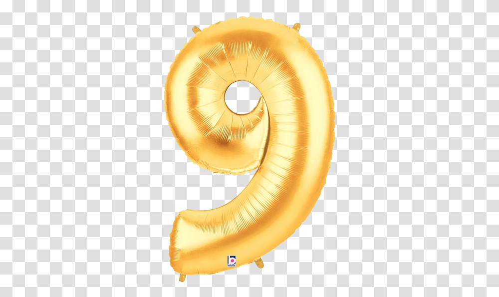 Gold Number 9 Foil Balloon Letters Foil 9 Balloon, Fungus, Animal, Seashell, Invertebrate Transparent Png