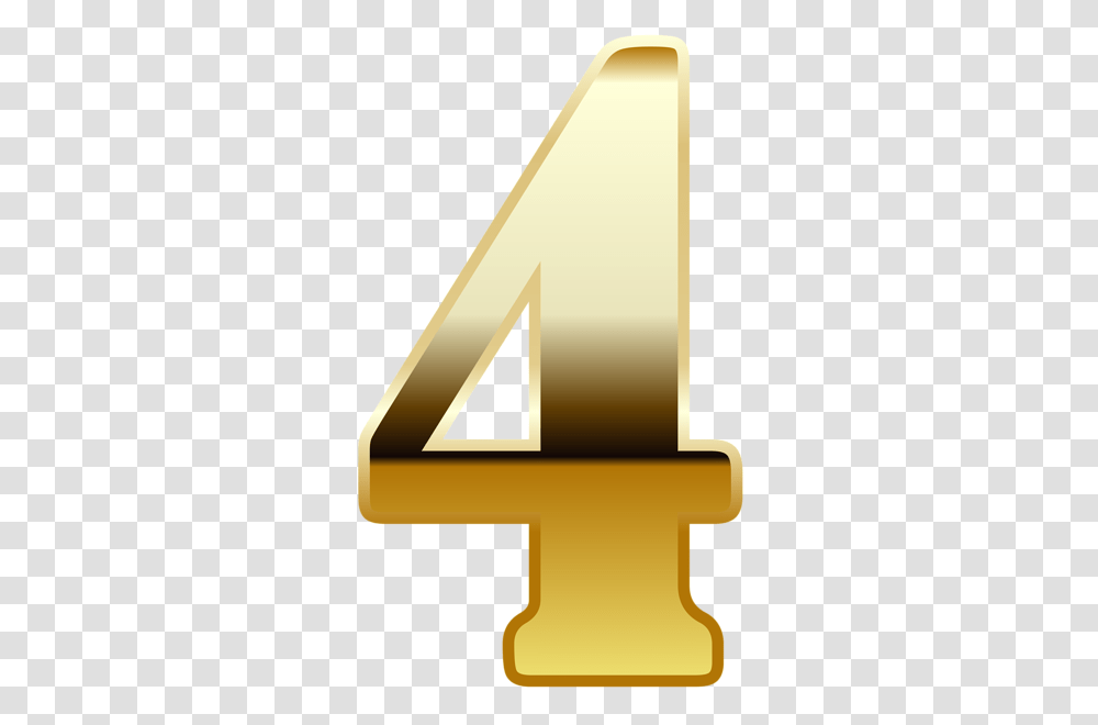Gold Number Four, Alphabet, Mailbox Transparent Png