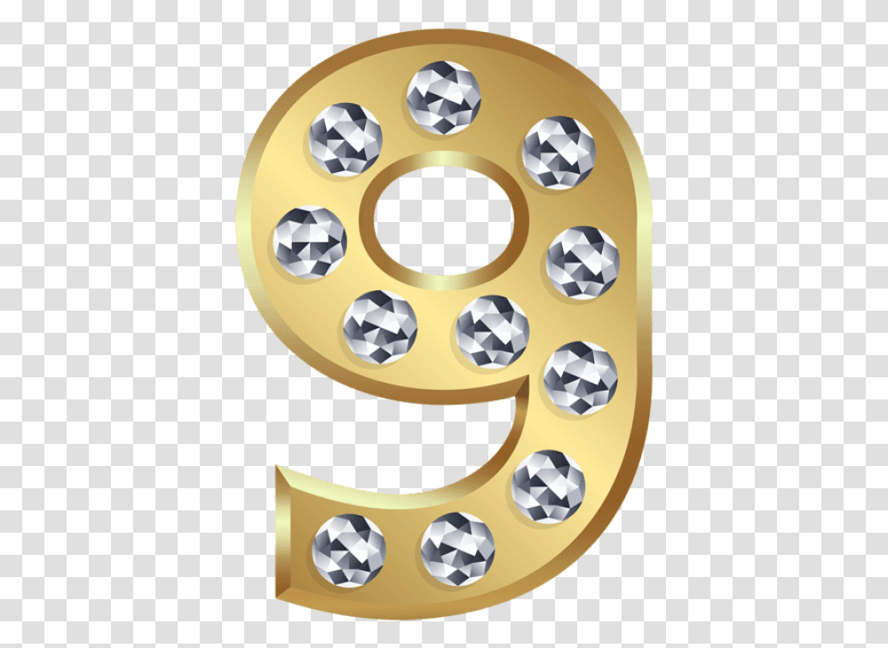 Gold Numbers Download Nine Gold Number Clipart Photo, Wheel, Machine, Tire, Hole Transparent Png