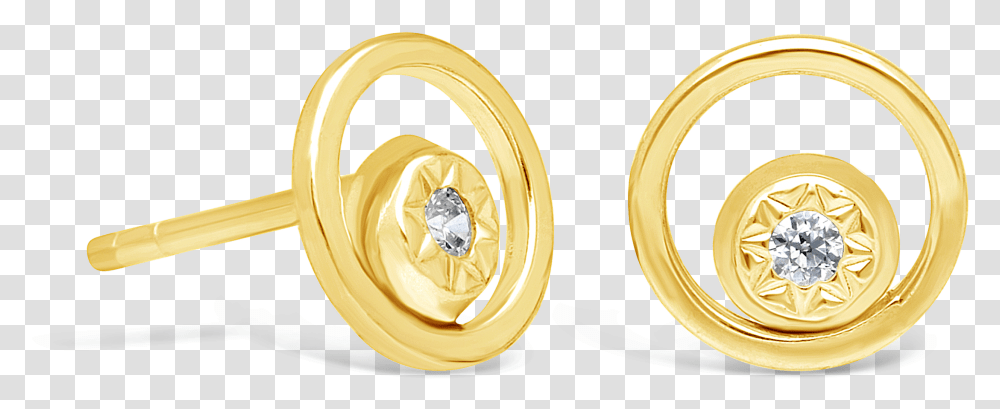 Gold Open Circle Stud Earring With Cz In The Inside Circle, Accessories, Accessory, Jewelry, Diamond Transparent Png