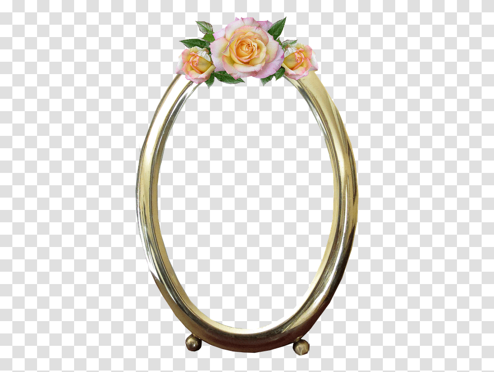 Gold Oval Frame Background Oval Frame, Rose, Flower, Plant, Blossom Transparent Png