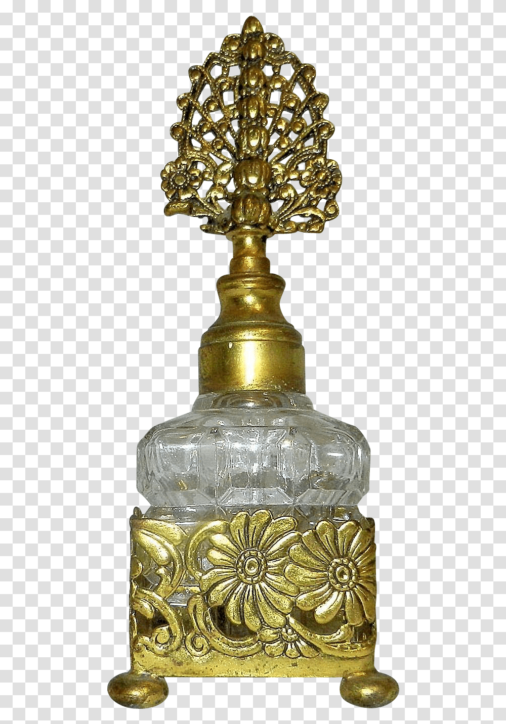 Gold Overlay Antique Perfume Bottle, Lamp, Bronze, Light Fixture Transparent Png