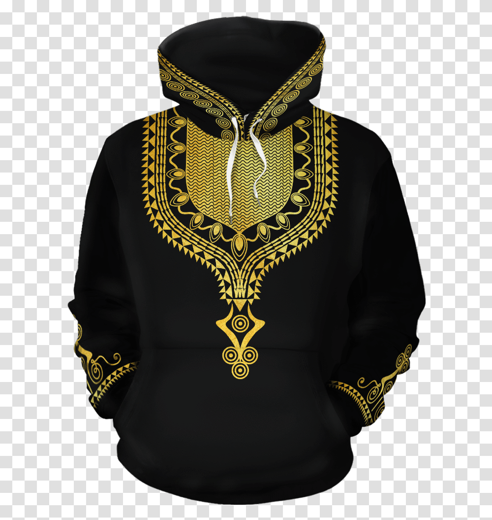 Gold Pattern Dashiki All Over Hoodie Hoodie, Clothing, Apparel, Sleeve, Long Sleeve Transparent Png