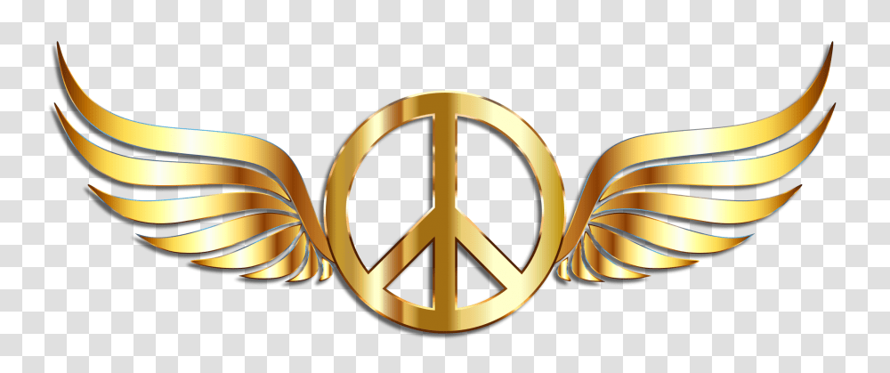 Gold Peace Sign Wings With Drop Shadow Icons, Logo, Trademark, Star Symbol Transparent Png