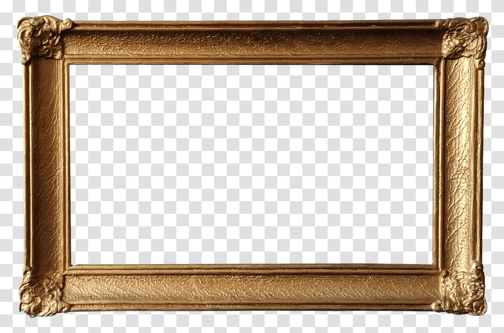 Gold Picture Frame 3 Marco De Madera Antiguo, Furniture, Screen, Room, Indoors Transparent Png