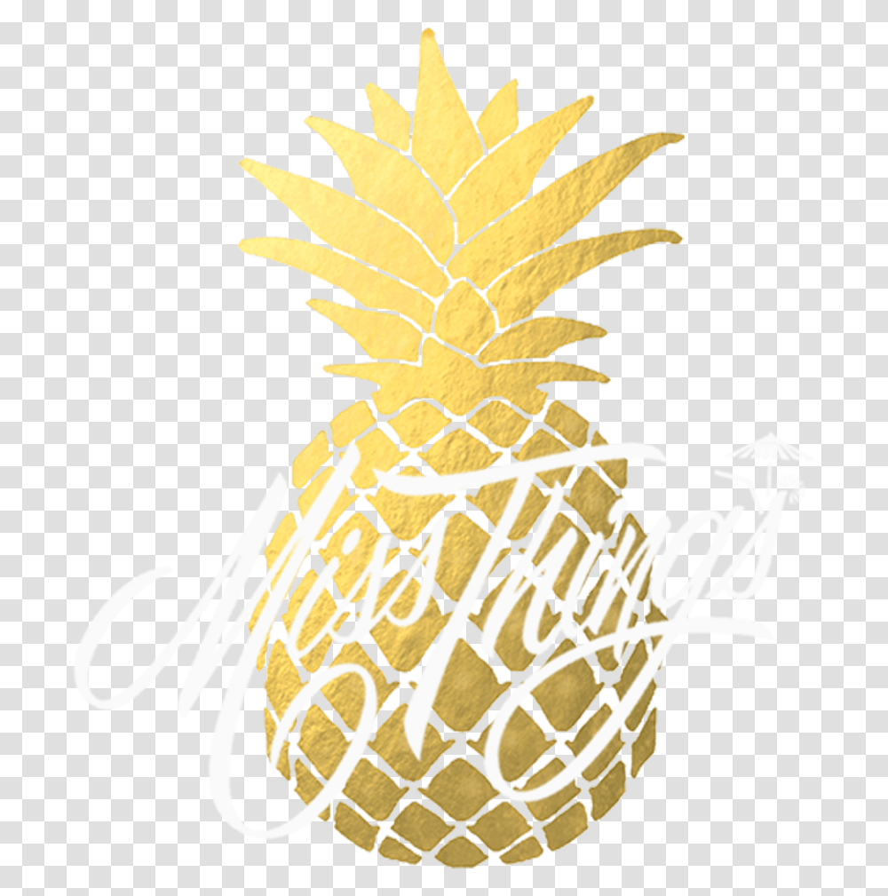 Gold Pineapple 3 Image Black And White Pineapple, Plant, Fruit, Food Transparent Png