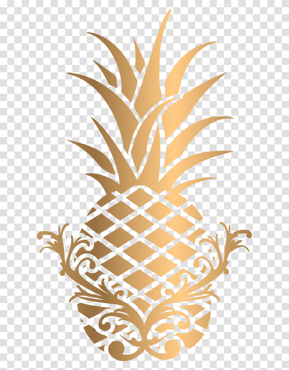 Gold Pineapple Clip Background Gold Pineapple, Plant, Fruit, Food Transparent Png