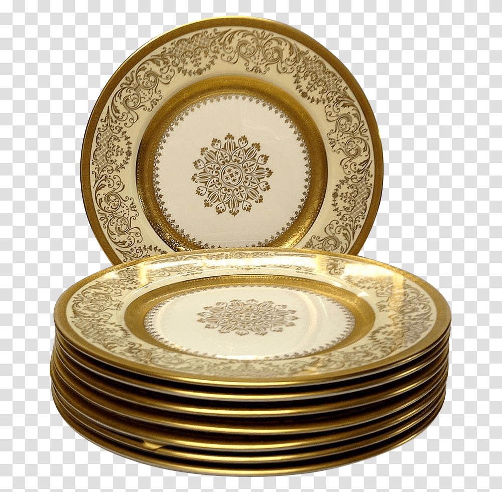 Gold Plate Dinner Plate Set, Porcelain, Pottery, Saucer Transparent Png