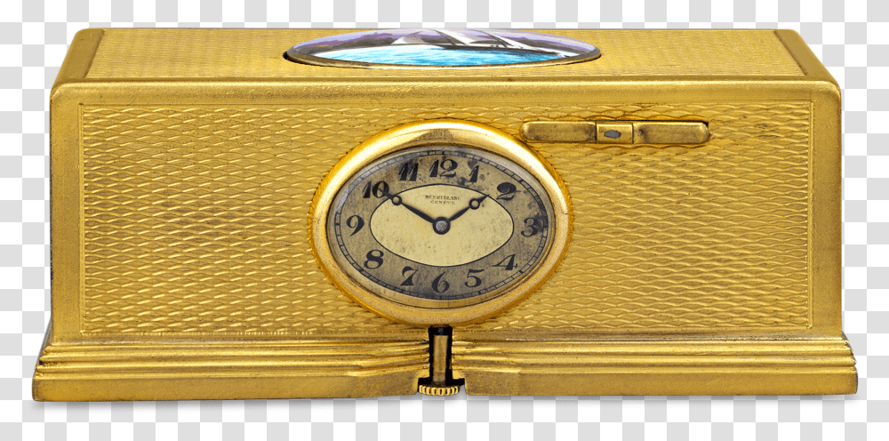 Gold Plated Singing Bird Box And Clock Antique Transparent Png