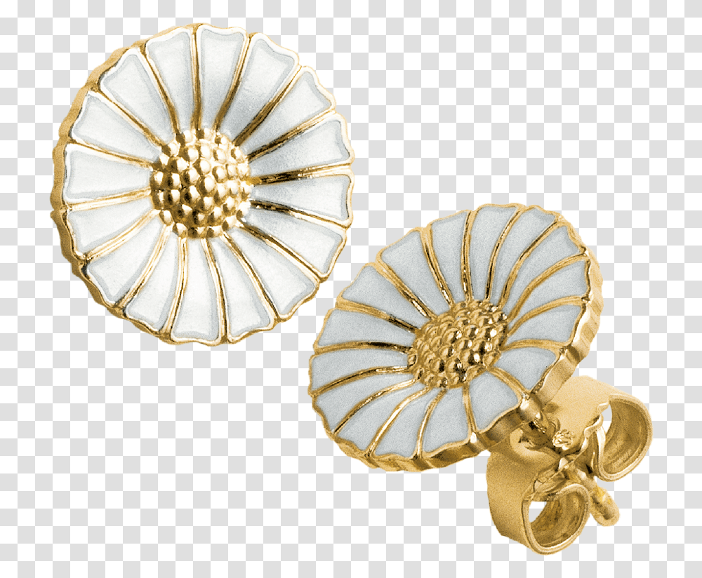 Gold Plated Sterling Silver With White Enamel Georg Jensen Daisy Earrings, Fungus, Sea Life, Animal, Accessories Transparent Png