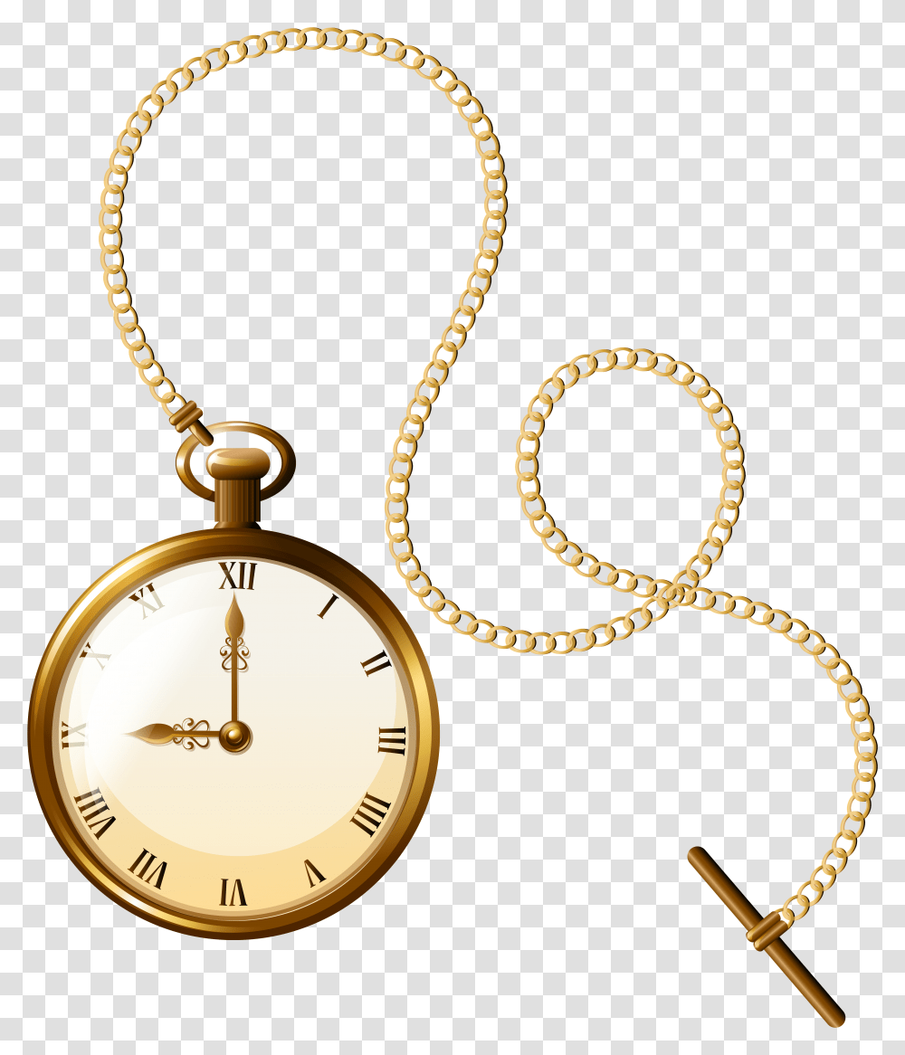 Gold Pocket Watch Clock Clip Art Pocket Watch With Chain Vector, Locket, Pendant, Jewelry, Accessories Transparent Png