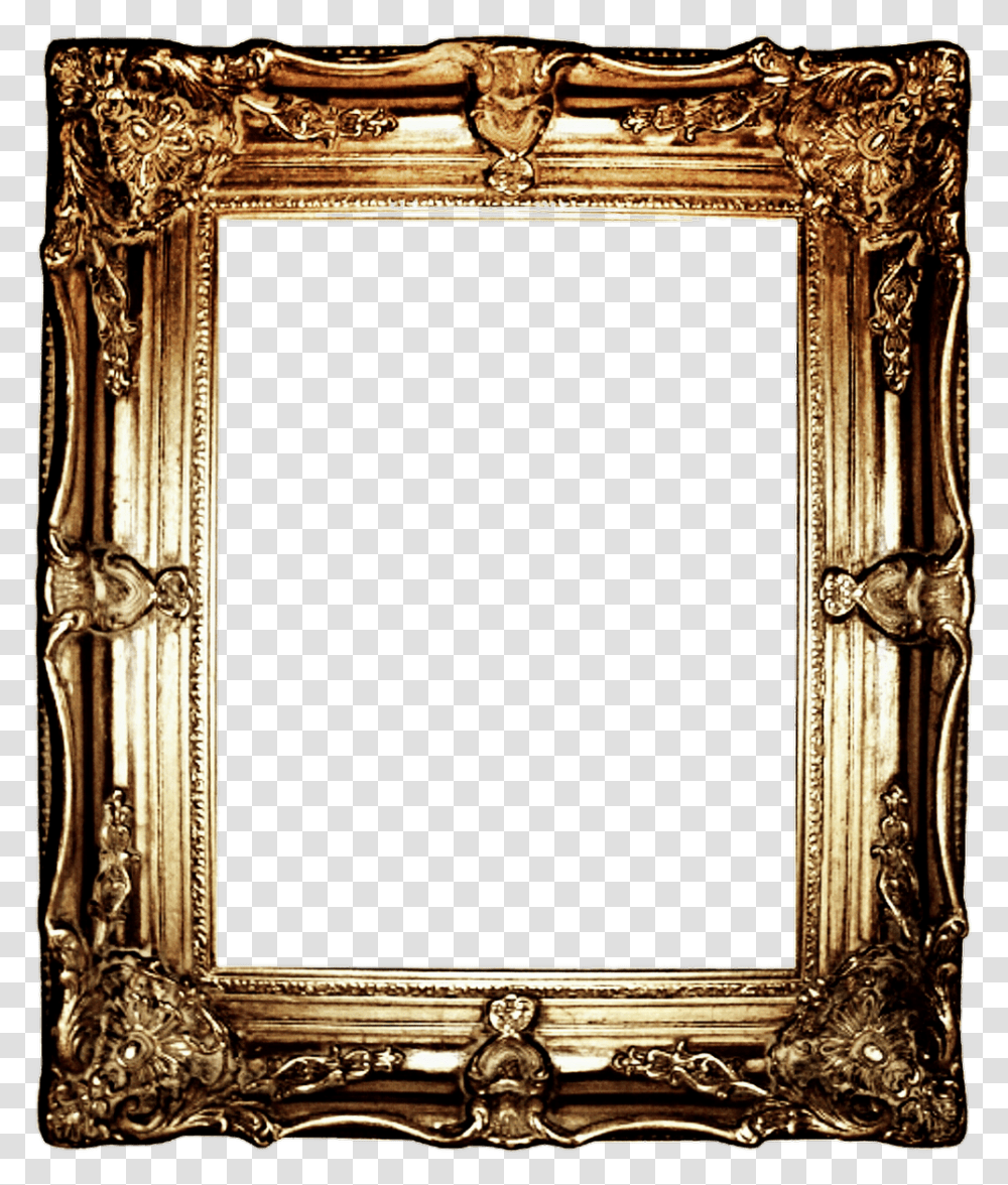 Gold Portrait Frame, Mirror Transparent Png