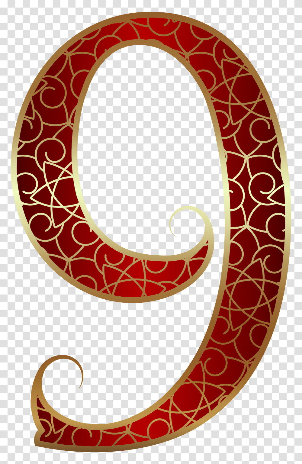 Gold Red Number Nine Clip Art, Label, Rug Transparent Png