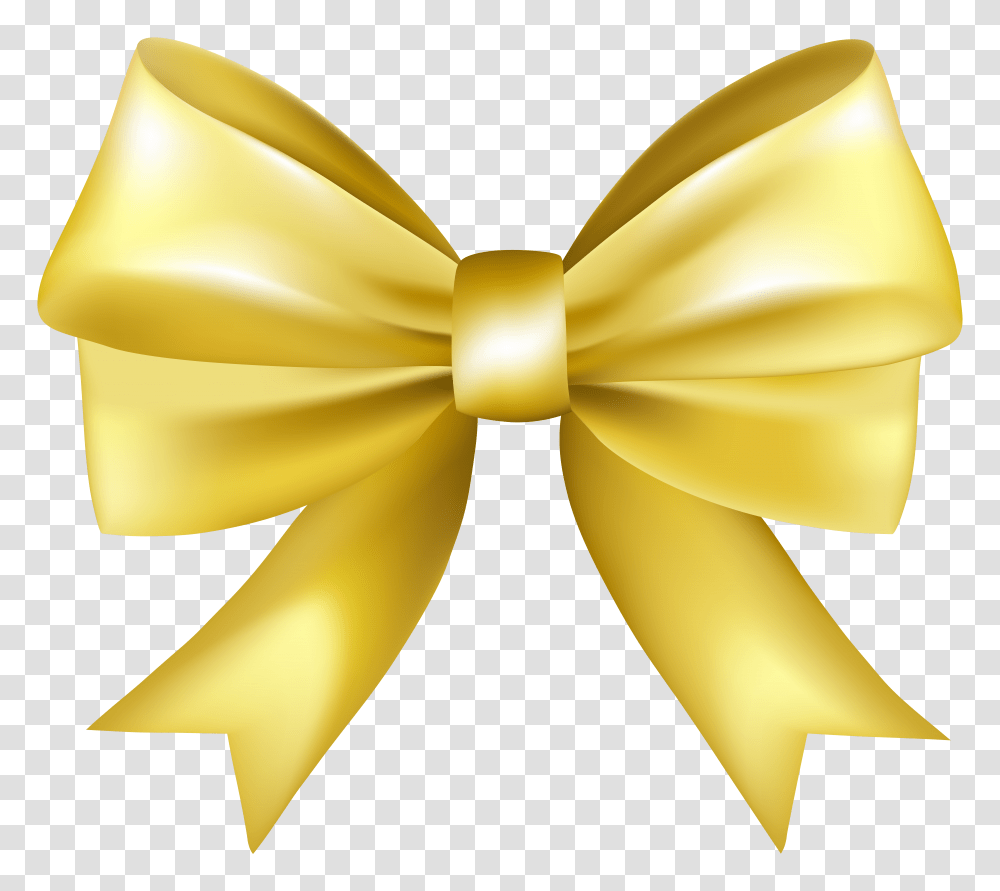 Gold Ribbon Bow Yellow Bow Transparent Png