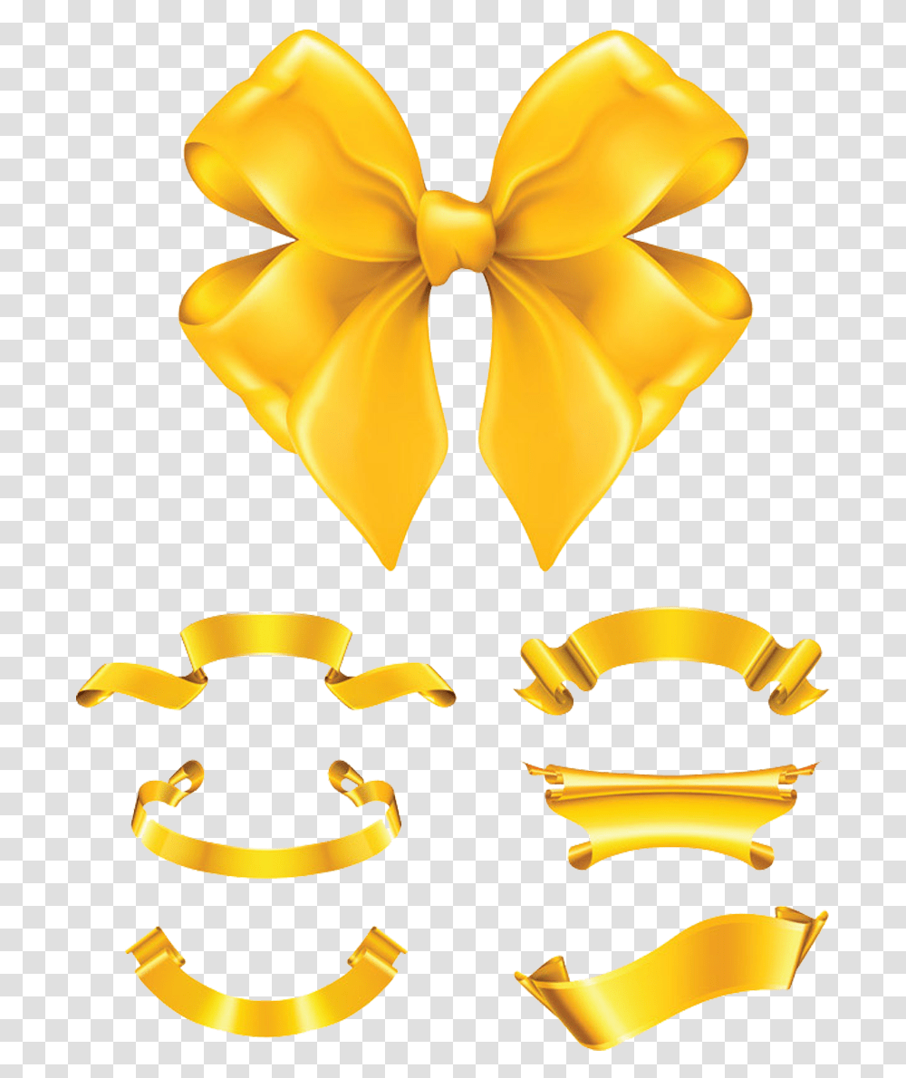 Gold Ribbon Bow Yellow Ribbon, Flower, Plant, Blossom Transparent Png