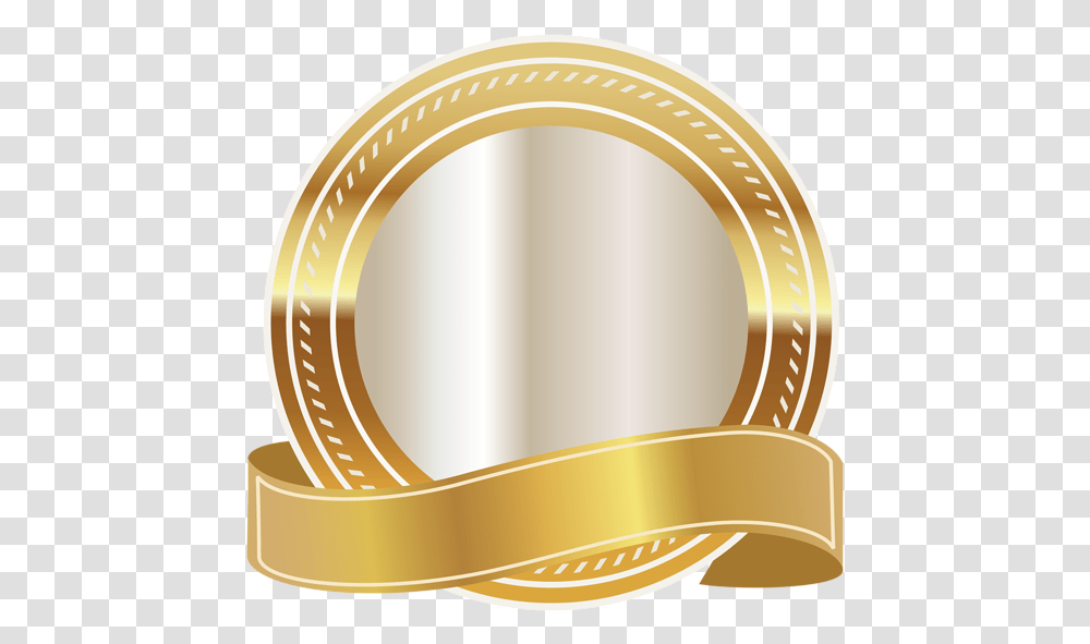 Gold Ribbon Image Gold Seal With Ribbon, Tape, Gold Medal, Trophy, Treasure Transparent Png