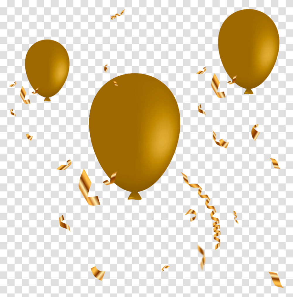 Gold Ribbon Ribbons Balloon Balloons Circle, Confetti, Paper Transparent Png
