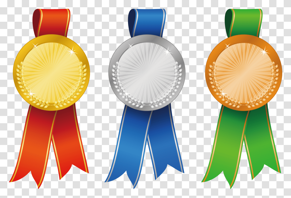 Gold Ribbon Rosette Silver Cartoon Medals, Trophy, Gold Medal, Logo Transparent Png