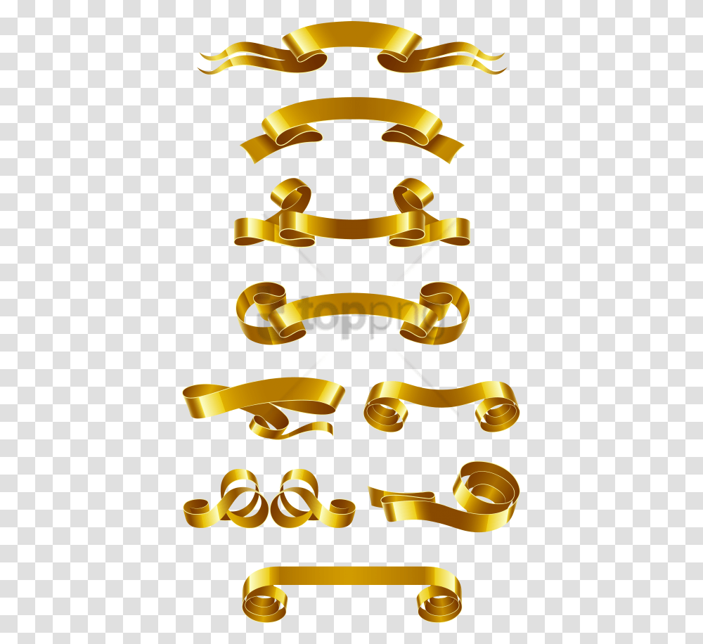 Gold Ribbons Free Vector, Paper, Cuff, Treasure Transparent Png