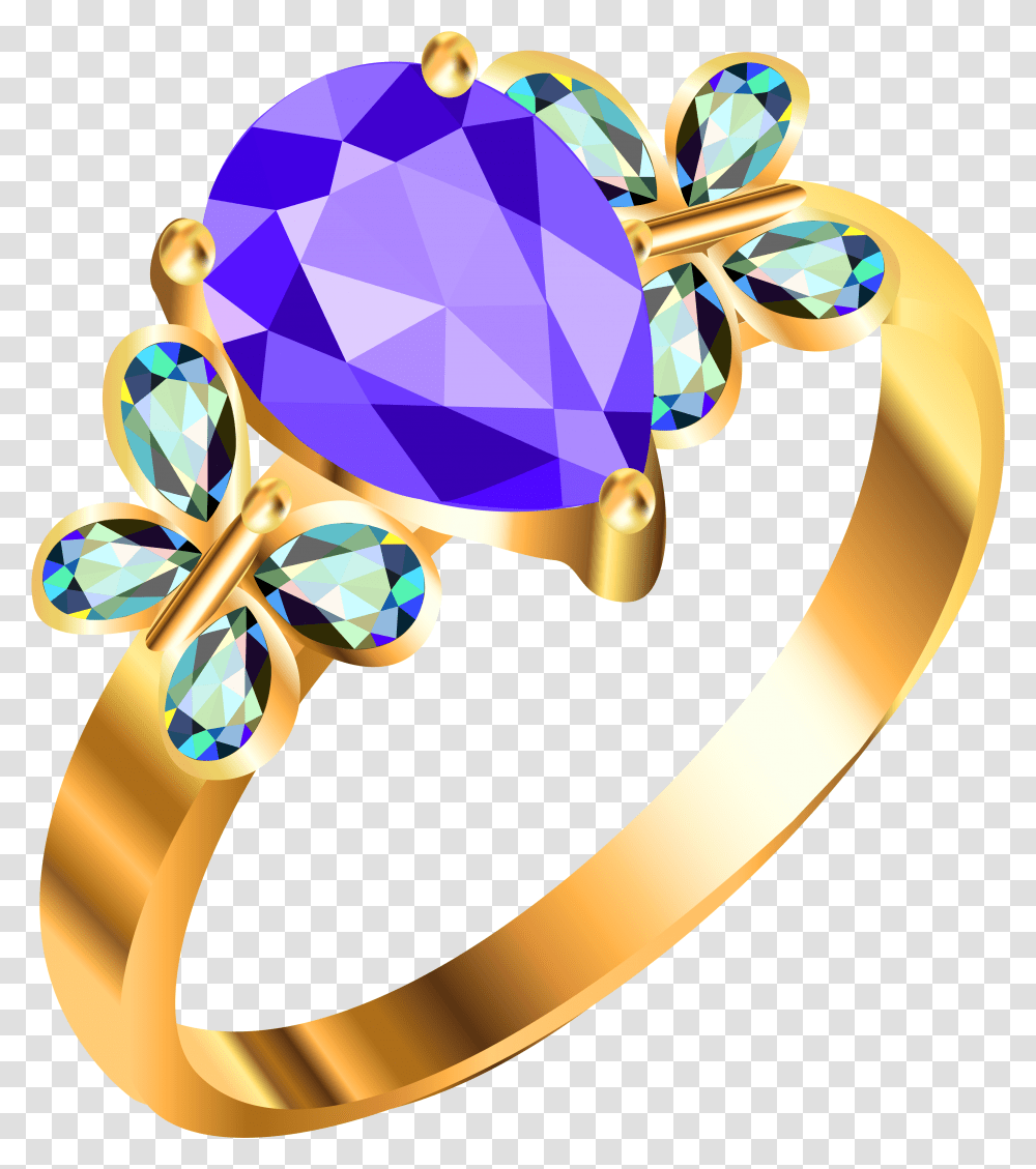 Gold Ring With Blue Andpurple Diamonds Clipart Jewellery Download Hd, Accessories, Accessory, Jewelry, Gemstone Transparent Png