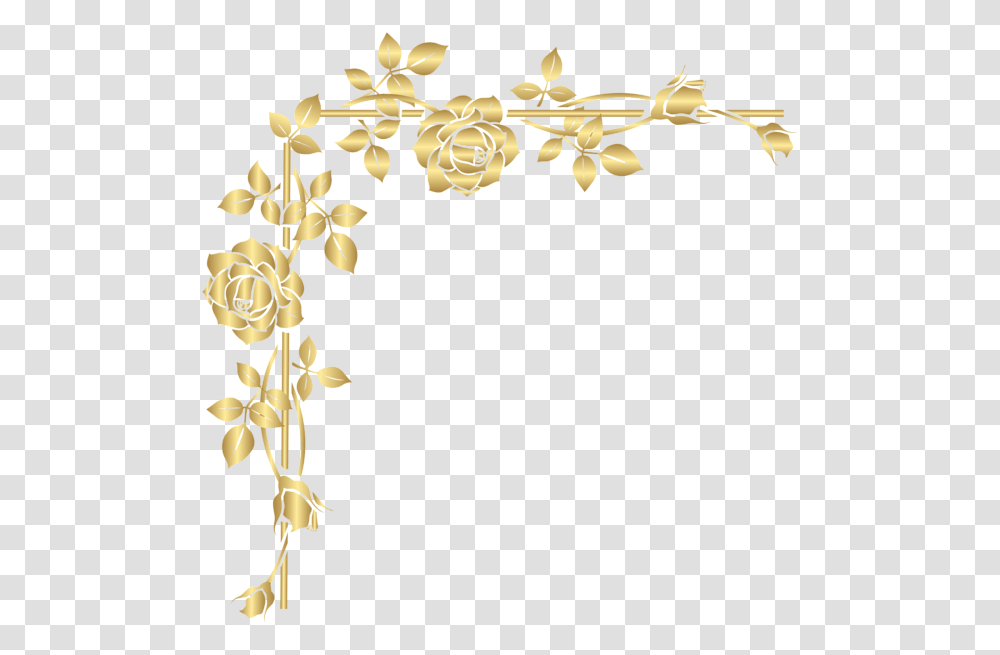 Gold Rose Corner Clip Art Image Gold Corner Border, Floral Design, Pattern, Lamp Transparent Png