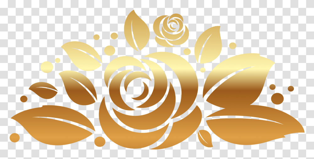 Gold Rose Decor Clipart Picture Gold Vector Flower, Floral Design, Pattern, Spiral Transparent Png