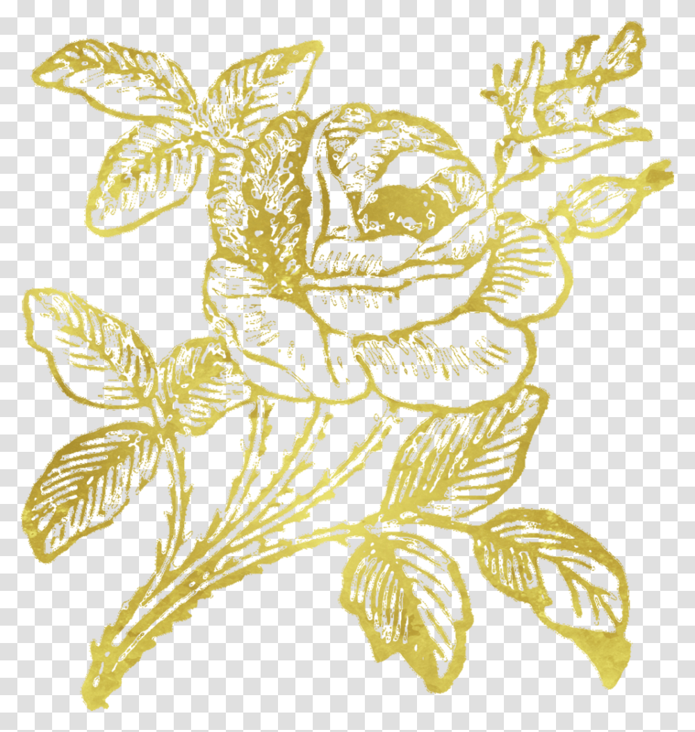Gold Rose, Floral Design, Pattern Transparent Png