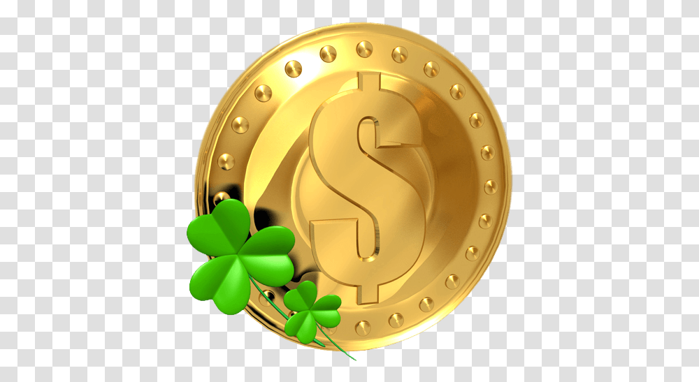 Gold Saint Patrick Lucky Coin Picture St Patricks Day Coin, Jacuzzi, Tub, Hot Tub, Money Transparent Png