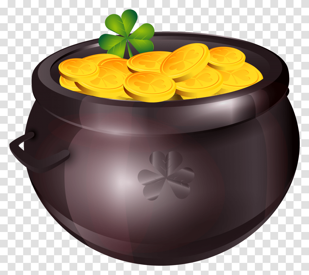 Gold Saint Patrick's Day Clip Art Pot Of Gold Clipart, Bowl, Birthday Cake, Dessert, Food Transparent Png