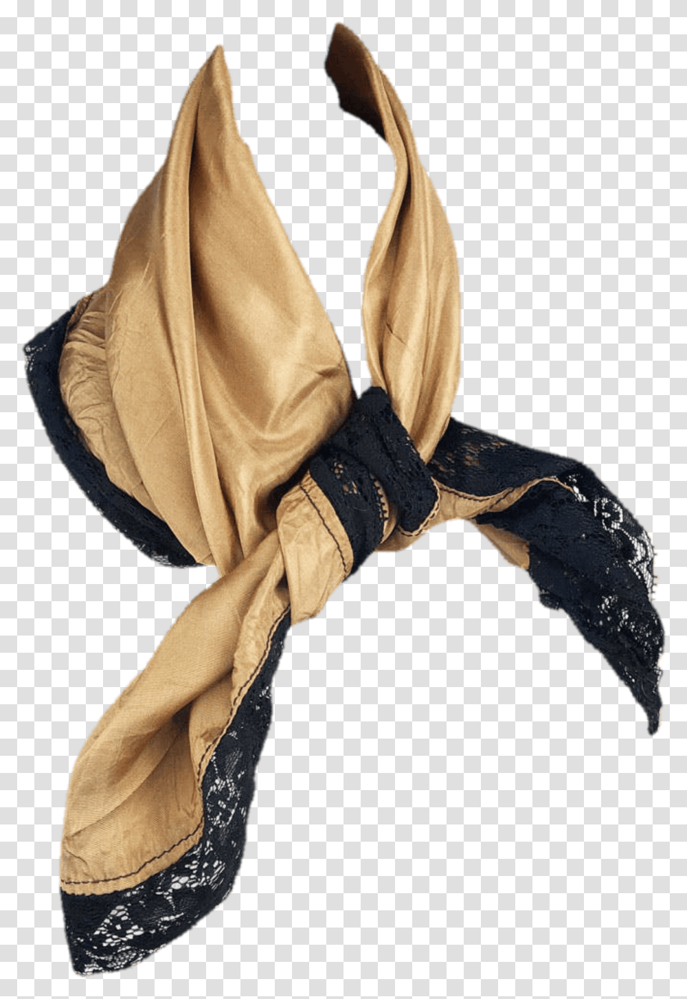 Gold Satin Scarf With Lace Trim Solid, Clothing, Costume, Outdoors, Pants Transparent Png