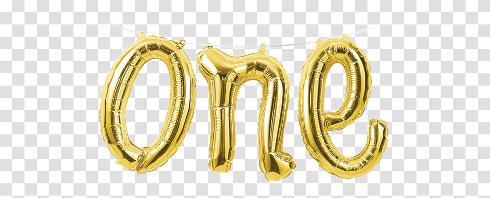 Gold Script One Foil Balloon Birthday One Background, Brass Section, Musical Instrument, Ring, Jewelry Transparent Png