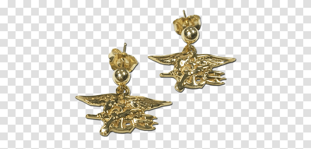 Gold Seal Trident Post Dangle Earrings United States Naval Special Warfare Command, Accessories, Accessory, Jewelry, Brooch Transparent Png