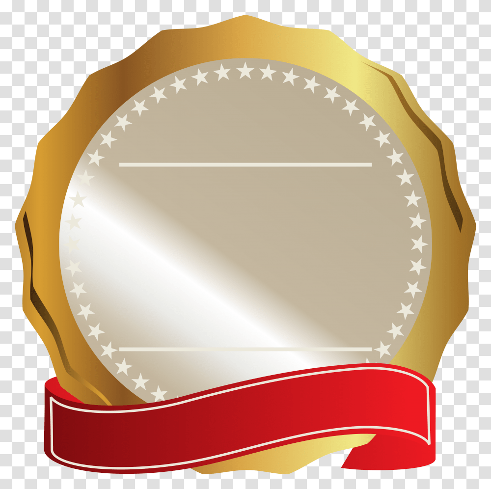 Gold Seal With Red Ribbon Clipart Image, Apparel, Gold Medal, Trophy Transparent Png