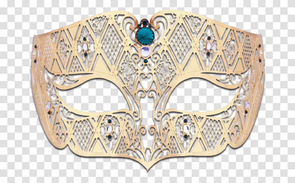 Gold Series Diamond Design Laser Cut Venetian Masquerade Mask, Rug, Lace Transparent Png