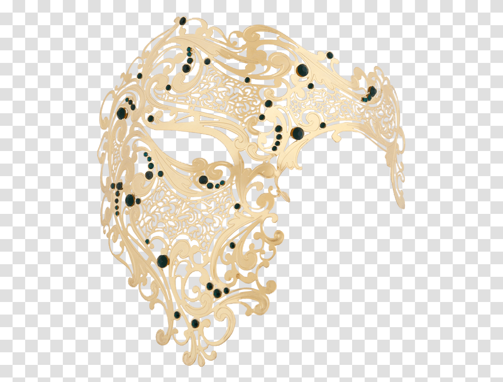 Gold Series Signature Phantom Of The Opera Half Face Opera Mask Gold, Label, Dragon Transparent Png