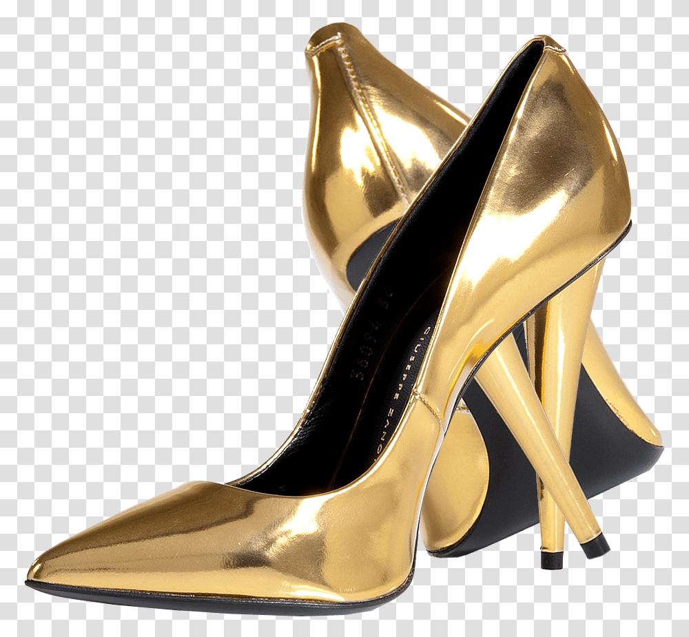 Gold Shoes Gold High Heels, Apparel, Footwear, Sandal Transparent Png