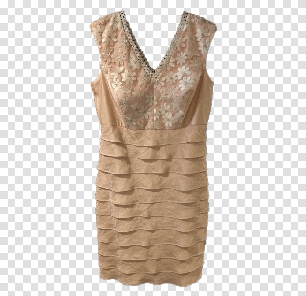 Gold Short Dress With Leaves And Lace Cocktail Dress, Home Decor, Apparel, Linen Transparent Png