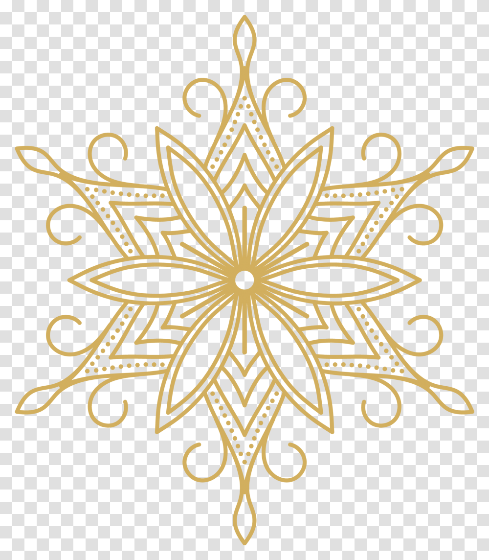 Gold Snowflakes Mandala Flor De Loto, Pattern, Floral Design, Graphics, Art Transparent Png