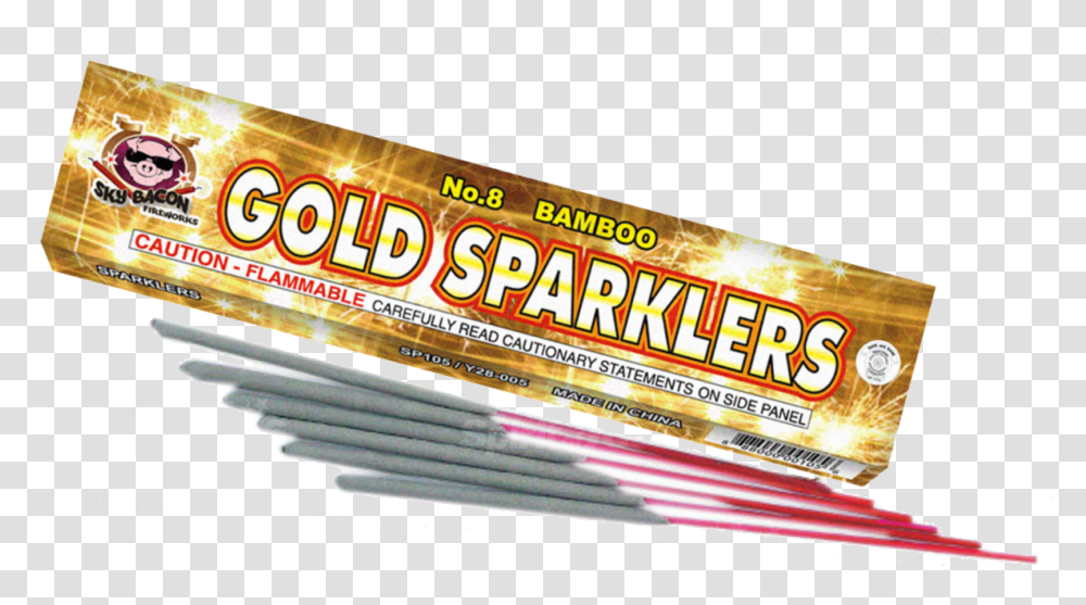 Gold Sparklers Clipart Sparkler, Food, Advertisement, Candy, Aluminium Transparent Png