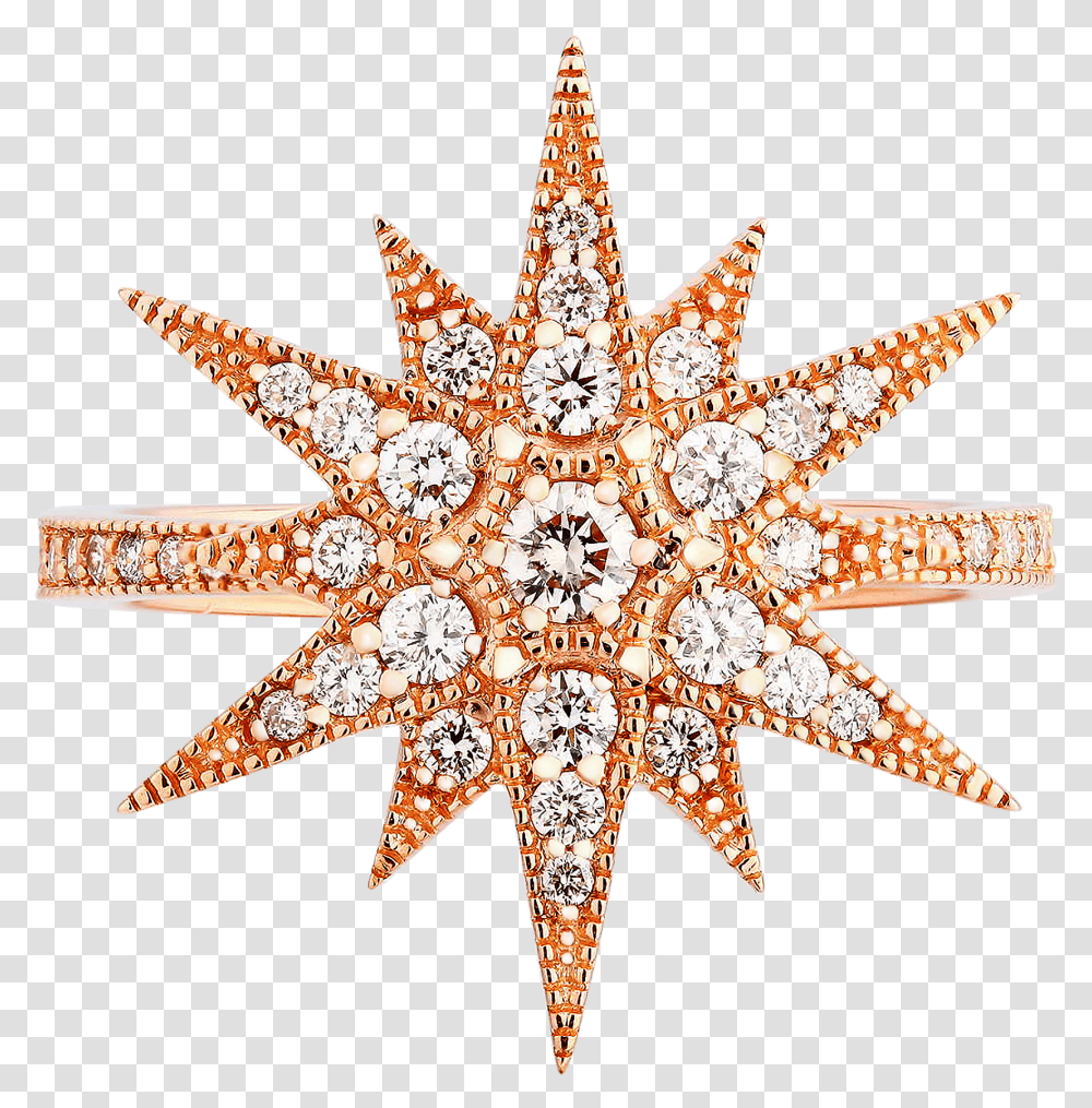 Gold Starburst Starburst Diamond Ring Itten The Motif, Cross, Symbol, Star Symbol, Hair Slide Transparent Png