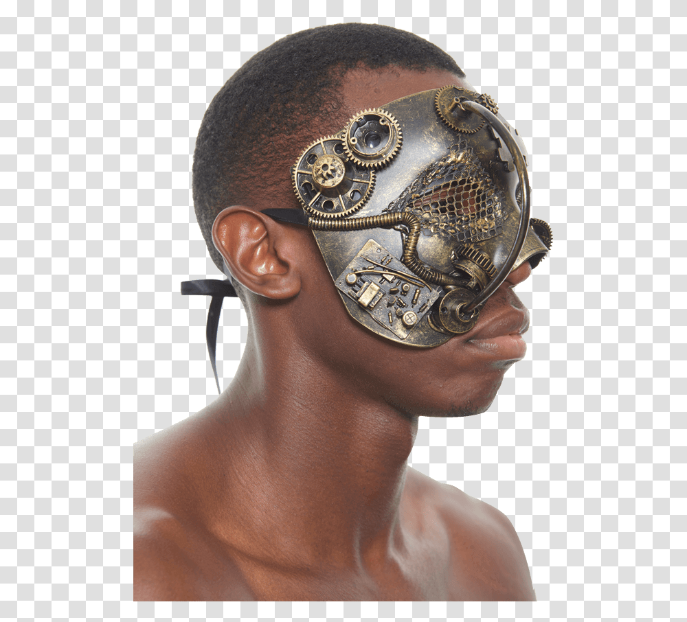 Gold Steampunk Terminator Mask Bronze Sculpture, Skin, Person, Human, Face Transparent Png